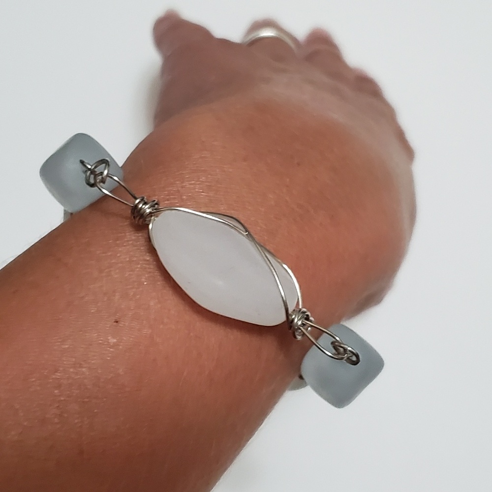 Wire wrapped stone bracelet
